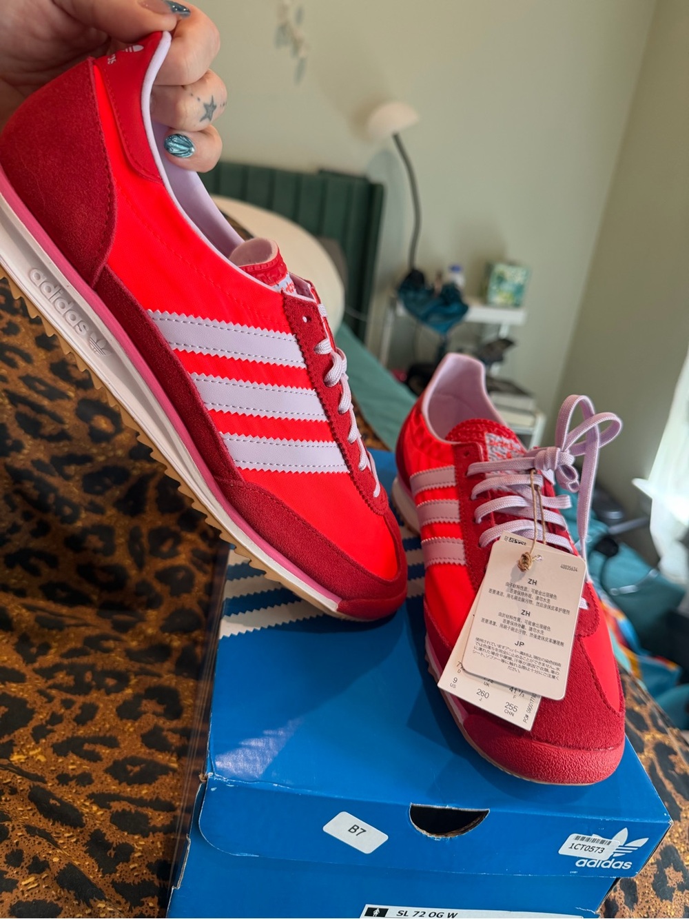 adidas Red Sneakers with Pink Laces - Picture 3 of 4